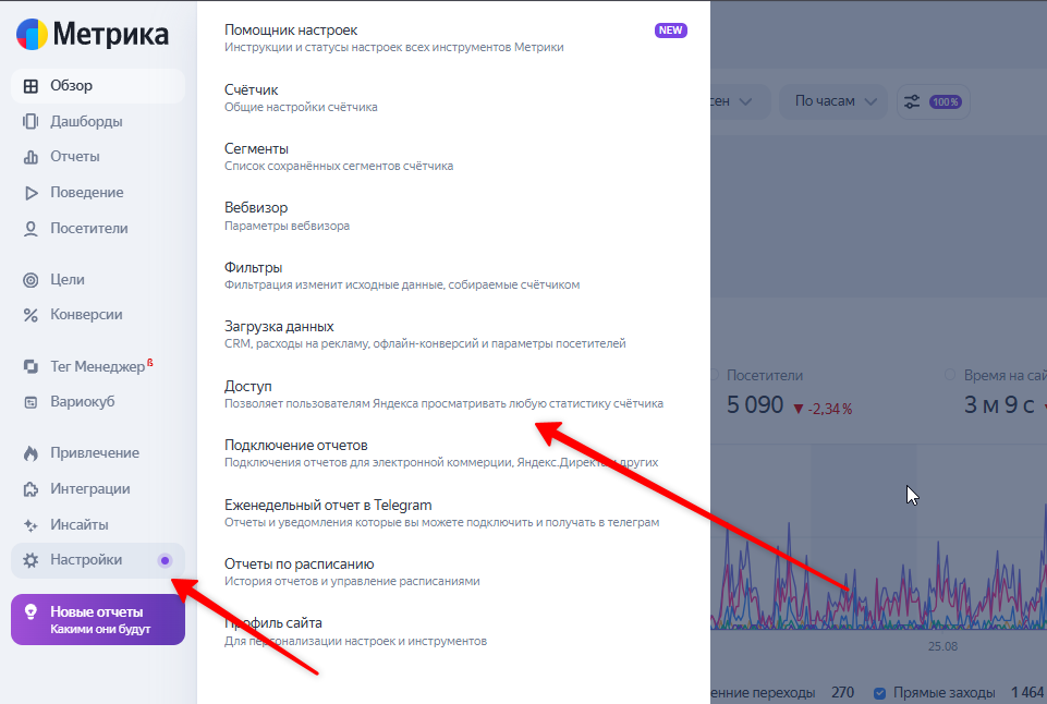раздел Настройки → Доступ